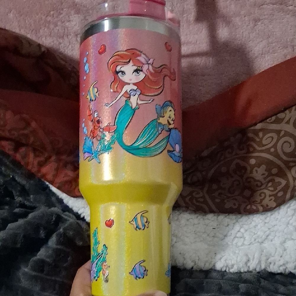Mermaid Themed Tumbler with Yellow and Pink Gradient